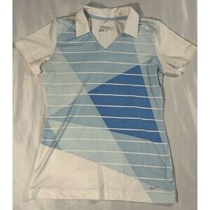 NWOT Nike Golf Women Dri-Fit Short Sleeve V-Neck Active Wear Top Blue Size S